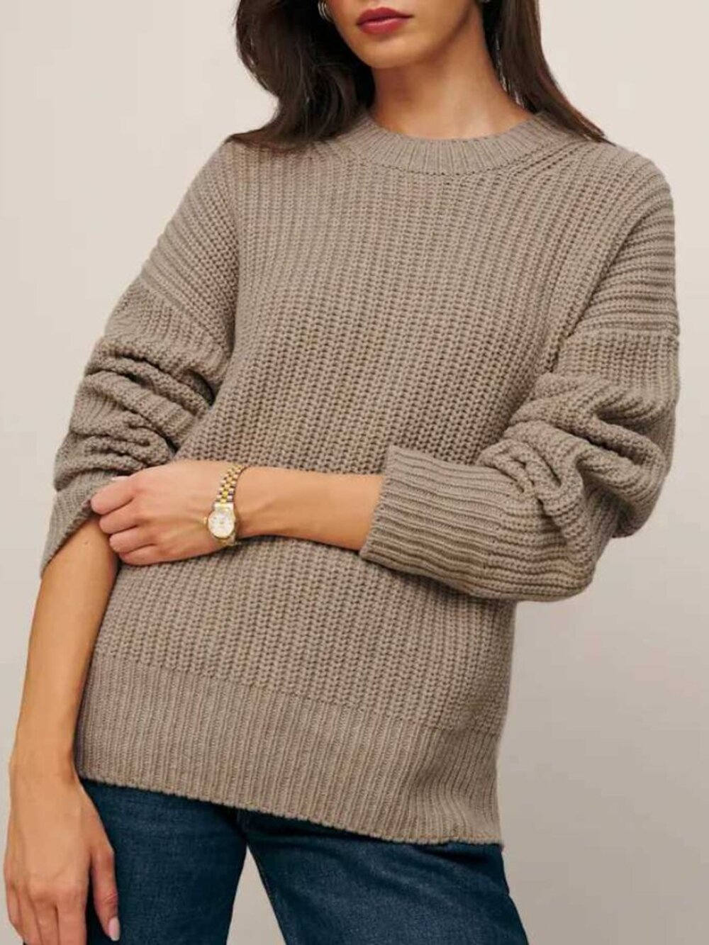 Reformation Sam Cotton Cashmere Oversized Crew Sweater S